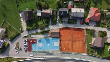 Aerial-view-of-people-playing-tennis-