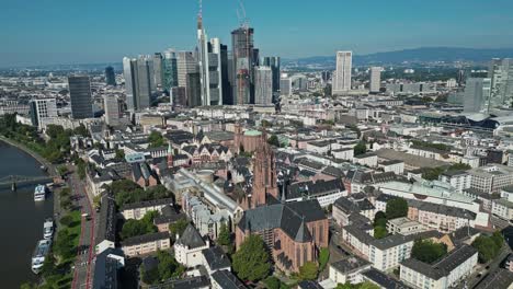 Wide-cityscape-view-of-Frankfurt-and-the-River-Main,-Germany