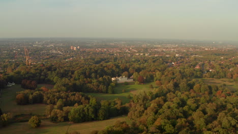 Aerial-shot-towards-kenwood-house-Hampstead-Heath-London
