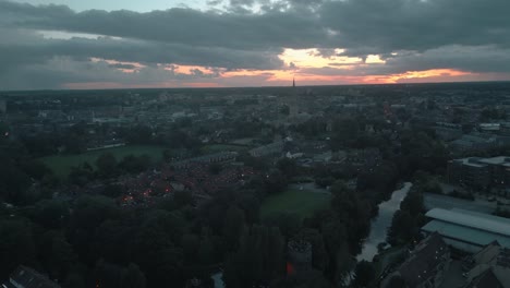 Panoramic-View-Of-The-Medieval-Town-Of-Norwich-At-Dusk-In-Norfolk-County,-England,-UK