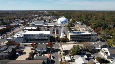 Rehoboth-Beach-Delaware-water-tower-logo-drone-autumn-sunny-day