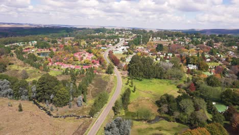 Aerial-shot-over-a-small-town-in-Mpumalanga,-South-Africa
