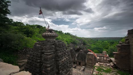 Clouds-Time-lapse-at-Ancient-Hindu-Temples-of-Naresar-in-Morena-Madhya-Pradesh-India