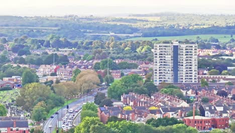 Scenic-Aerial-View-Of-Doncaster-City-Settlements-In-South-Yorkshire,-England,-UK