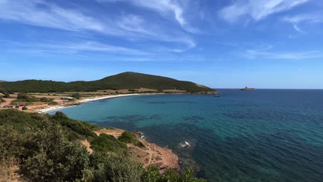Summer-season-at-Tamarone-beach-in-Corsica-island,-France