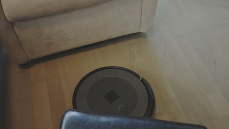 A-Robot-Vacuum-is-Involved-in-Maintaining-the-Floor---Close-Up