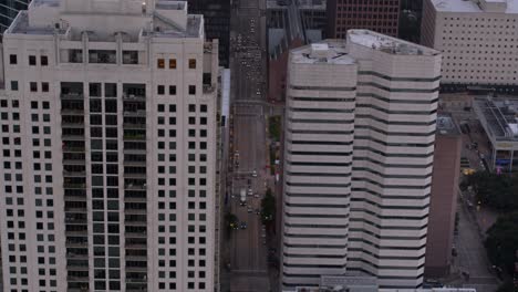 Vista-De-ángulo-Alto-De-Edificios-En-El-Centro-De-Houston,-Texas.