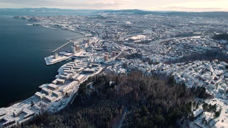 Aerial-of-Trondheim-Norway,-Europe