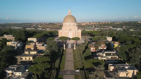 Basilica-of-Saints-Peter-and-Paul-in-Rome's-EUR-District---Forward-Drone-Shot