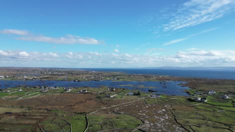 View-of-the-farmlands-and-lush-greenery-in-Banraghbaun-South,-Galway