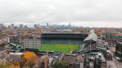 Aerial-view-of-Chicago-Wrigley-Field-stadium-during-autumn
