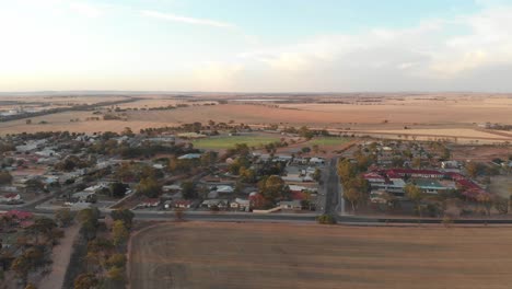Drone-view-of-small-town-Carnamah-at-western-Australia,-aerial