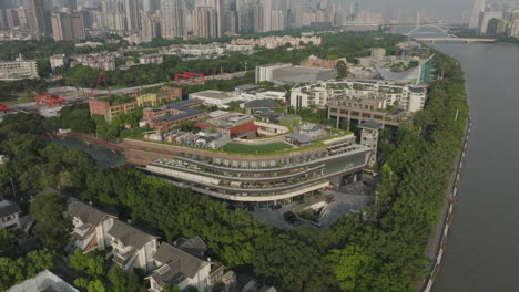 Aerial-focus-of-a-hospital-in-Guangzhou-city