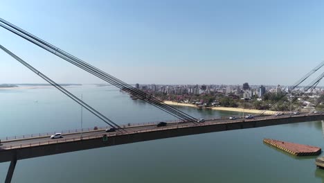 Aerial-view-illustrating-the-constant-flow-of-traffic-on-the-Manuel-Belgrano-Bridge