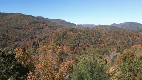 4K-Aerial-Drone-Flies-through-Treeline-Reveals-Beautiful-Colorful-Appalachian-Mountains-in-Autumn