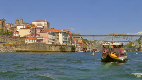 Traditional-Rabelo-Boat-Cruising-On-Douro-River-In-Porto