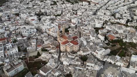 Aerial-landscape-view-over-a-traditional-italian-village-with-white-buildings