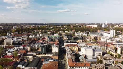 Kaunas-city-downtown,-aerial-panoramic-view