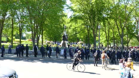 Heavy-police-security-equipped-with-riot-protection-in-front-of-the-Parliament-building-ahead-of-the-G7-Summit-in-Québec-city