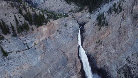 Waterfall-high-in-the-mountains-tilt-pan-circling