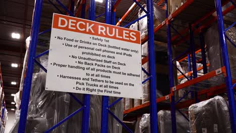 Deck-Rules-Steel-Warehouse-Distribution-Center-Racking-Shelves-Product-Inventory-Interior-Furniture-Storage-Metal-Blue-Orange-Industrial-Equipment-Business-logistics-empty-transportation-sales