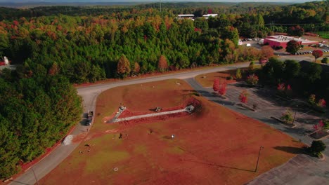 Dawsonville,-Georgia-Construction-Site-in-the-woods--USA-Autumn-Drone-Footage