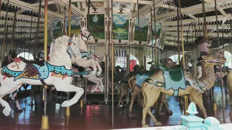 Historical-carousel-in-Seaport-Village-Downton-San-Diego,-built-in-1895-in-Brooklyn,-NY,-by-Charles-I