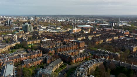 Aerial-View-Of-Cityscape-Of-Glasgow,-Largest-City-In-Scotland---United-Kingdom,-Europe