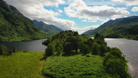 Aerial-Footage-Of-Loch-Shiel,-Scottish-Highlands,-Scotland