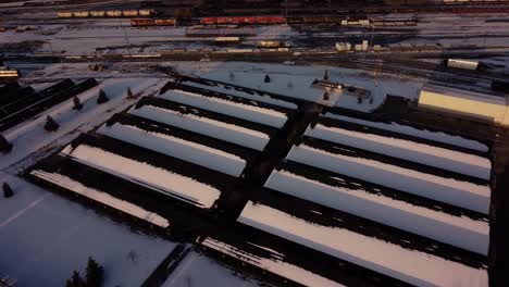 The-solar-farm-is-covered-with-snow-during-the-winter-in-Canada