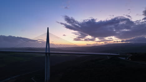 Aerial-view-of-Millau-Viaduct-at-night
