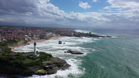 Large-aerial-shot-of-Biarritz-lighthouse-and-Grande-plage-view-from-the-ocean