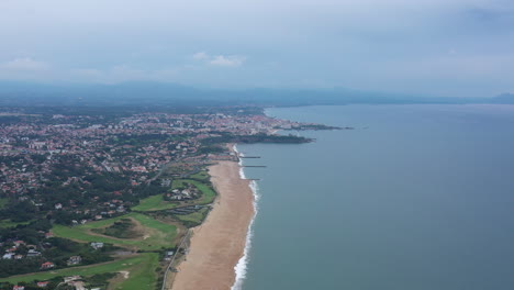 Aerial-shot-of-Anglet-coast-famous-surf-beaches-spot-France