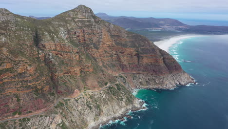 Large-aerial-shot-over-South-African-coastline-ocean-beaches-mountains