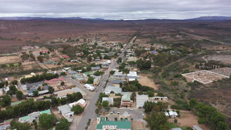 Countryside-aerial-shot-of-a-little-South-African-city-cloudy-day
