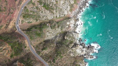 Top-shot-of-a-road-mountains-and-ocean-South-Africa