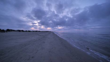 Cloudy-day-early-morning-on-a-beach-in-Carnon-Occitanie-France