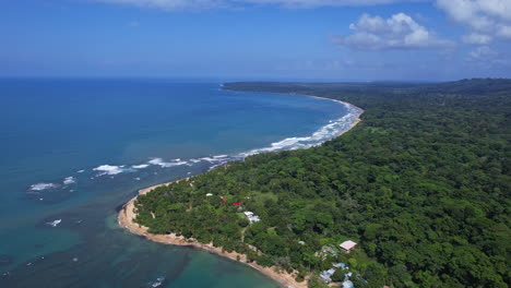 Aerial-view-of-Costa-Rica-Caribbean-coastline-beaches-and-lush-jungle