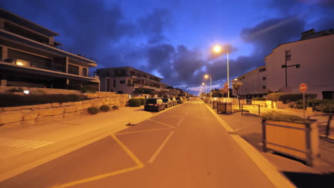Residential-area-during-night-empty-traffic-Carnon-Montpellier-Occitanie