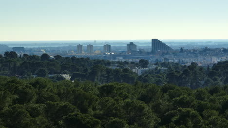 Montpellier-Desde-Arriba:-La-Vegetación-Se-Encuentra-Con-Las-Estructuras-Urbanas.