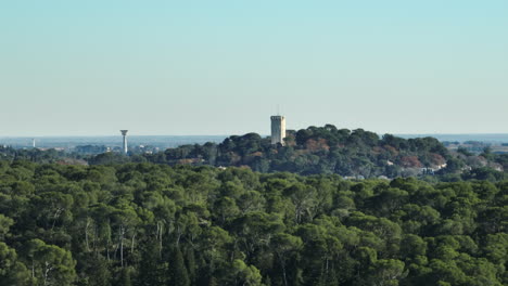 Die-Skyline-Und-Die-Wälder-Von-Montpellier-Vom-Himmel-Aus-Eingefangen.