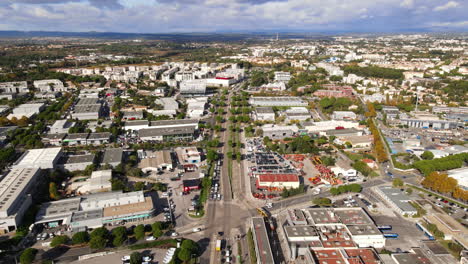 Montpellier-aerial-view-Sabines-district-tramway-and-urban-backdrop