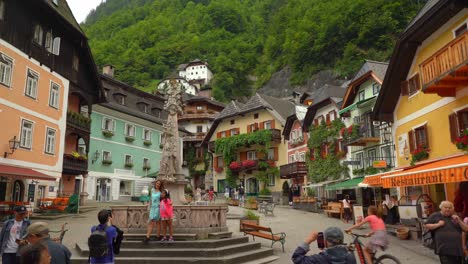 People-Taking-Pictures-in-Front-of-Main-Square-of-Hallstatt-Village