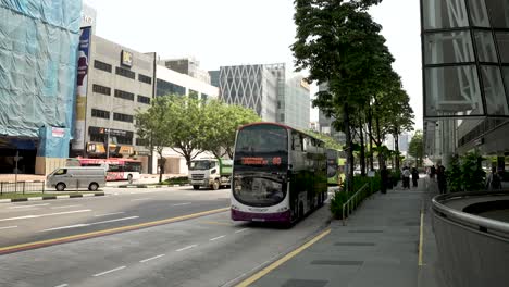 Local-Double-Decker-Buses-Arriving-At-Clarke-Quay-Station-Bus-Stop-In-Singapore
