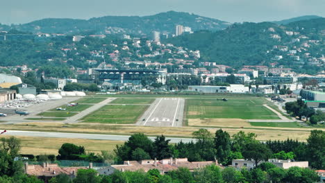 Mandelieu-Cannes-airport-runway--from-the-distance-sunny-day
