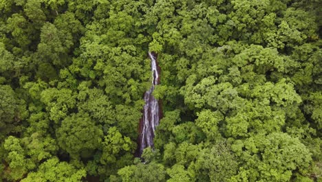 4K-Drone-Flyover-Lush-Green-Rainforest-In-Costa-Rica-With-La-Fortuna-Waterfall-Flowing