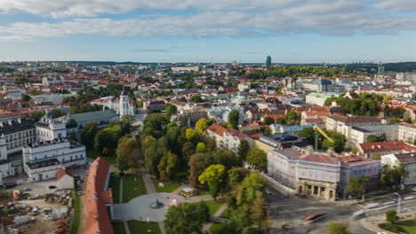 Aerial-hyperlapse-of-Vilnius-Old-Town,-Lithuania