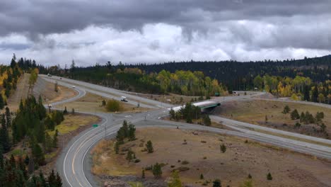 Aerial-View-of-Autumn-Commercial-Traffic-on-Coquihalla-Highway-Between-Merritt-and-Kamloops