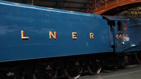 panning-shot-of-a-LNER-train-in-The-National-Railway-Museum-In-York