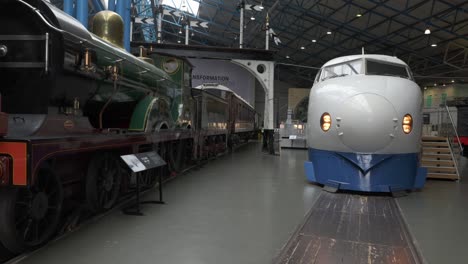 revealing-shot-of-a-Japanese-steam-train-in-The-National-Railway-Museum-In-York